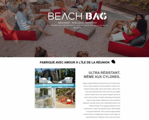 Aperçu du site internet de BeachBag pour l'entreprise Cocooon à La Réunion
